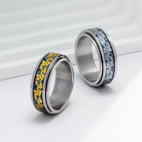 Prst prsten z nerezové oceli, 304 Stainless Steel, módní šperky & Otočný & unisex & různé velikosti pro výběr, více barev na výběr, nikl, olovo a kadmium zdarma, Width 8mm,Thickness 2.2mm, Prodáno By PC