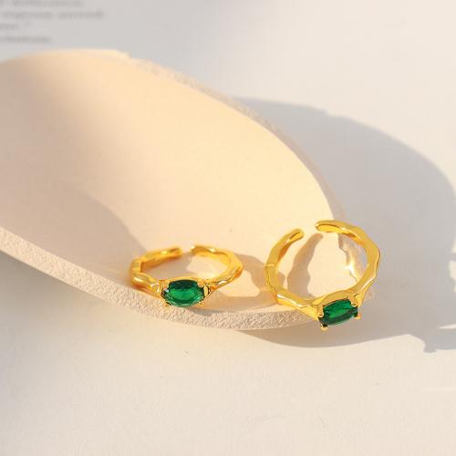 Brass δάχτυλο του δακτυλίου, Ορείχαλκος, με Cubic Zirconia, Ρυθμιζόμενο & κοσμήματα μόδας & για τη γυναίκα, περισσότερα χρώματα για την επιλογή, Width 5mm, Μέγεθος:6, Sold Με PC