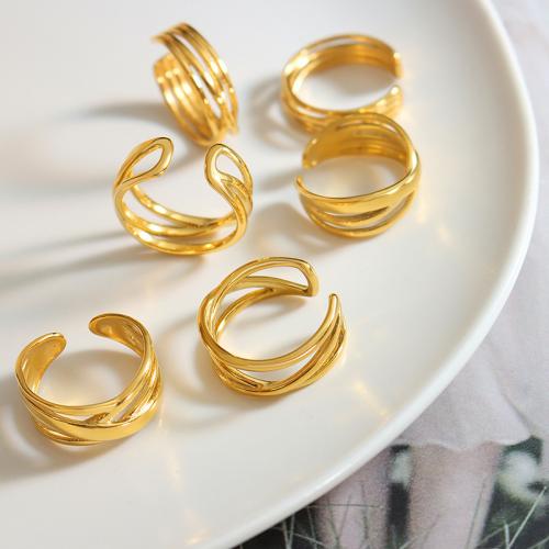 Edelstahl Ringe, 304 Edelstahl, 18K vergoldet, Modeschmuck & verschiedene Stile für Wahl & für Frau, keine, frei von Nickel, Blei & Kadmium, Größe:7, verkauft von PC