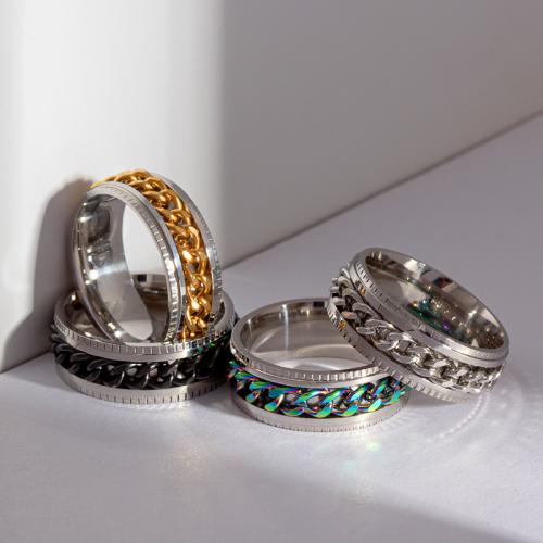 Ring Finger ze stali nierdzewnej, Stal nierdzewna 304, biżuteria moda & dla obu płci & różnej wielkości do wyboru, dostępnych więcej kolorów, bez zawartości niklu, ołowiu i kadmu, Width 8mm,Thickness 2mm, sprzedane przez PC