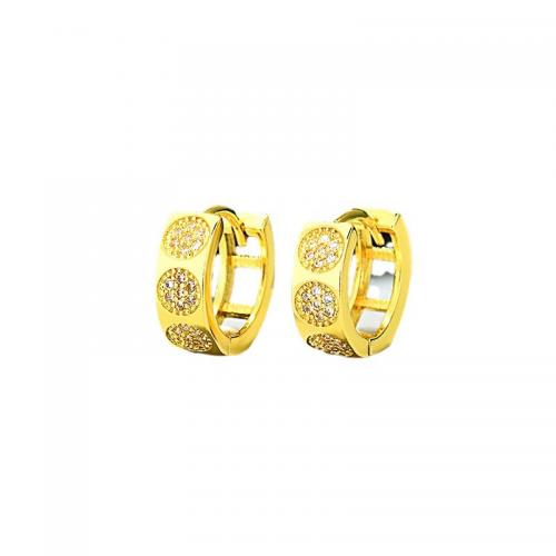 Brass Huggie Hoop Earring plated micro pave cubic zirconia & for woman & hollow 10mm Sold By Pair