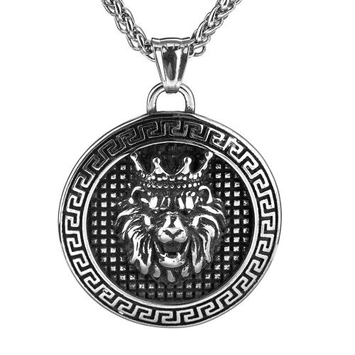 Acier titane collier, lion, poli, pour homme & noircir, couleur originale, Longueur Environ 23.6 pouce, Vendu par PC