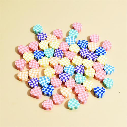 Polymer Clay Beads Heart DIY & gingham 10mm Approx Sold By Bag