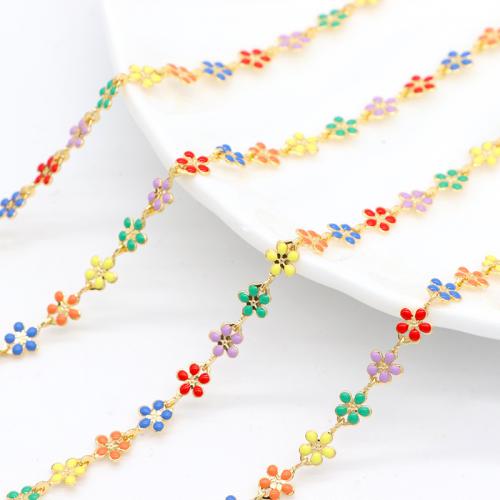 Brass Beading Chains, Flower, gold color plated, DIY & enamel, more colors for choice, nickel, lead & cadmium free, 5.90mm, 2m/Bag, Sold By Bag