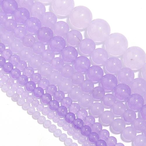 Natural Chalcedony Bead Round polished DIY light purple Sold By Strand