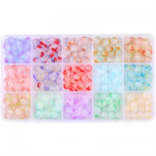 DIY Jewelry Supplies Glass Beads with Plastic Box & Crystal Thread & Plastic & Brass & Iron plated Sold By Set