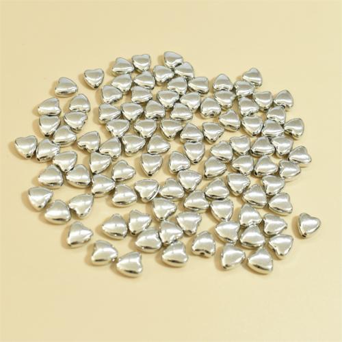 Perles en plastique revêtue de cuivre, plastique revêtu de cuivre, coeur, Placage de couleur platine, DIY, 9mm, Environ 8000PC/sac, Vendu par sac