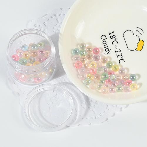 Fashion Glass Beads with Plastic Box Round DIY & no hole Approx Sold By Box