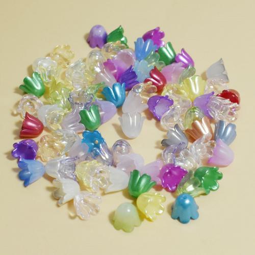 Akryl Bead Cap, Blomma, DIY & frosted, fler färger för val, 11mm, Ca 2500PC/Bag, Säljs av Bag
