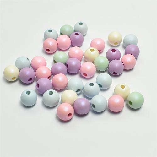 Acrylic Jewelry Beads, Round, stoving varnish, DIY & pearlized & matte, more colors for choice, Length about 8-10mm, Sold By Bag