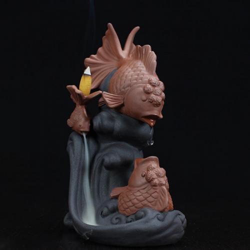 Backflow Incense Burner, Purple Clay, with Porcelain, handmade, for home and office & durable, 180x120x260mm, Sold By PC