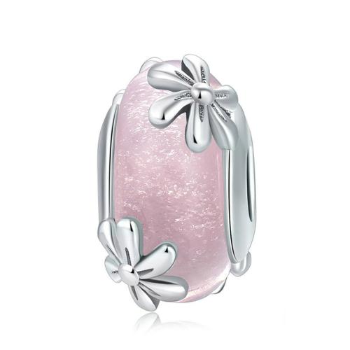 925 Sterling Silver Beads, with Lampwork, platinum plated, DIY & different styles for choice, nickel, lead & cadmium free, 17x9mm, Sold By PC