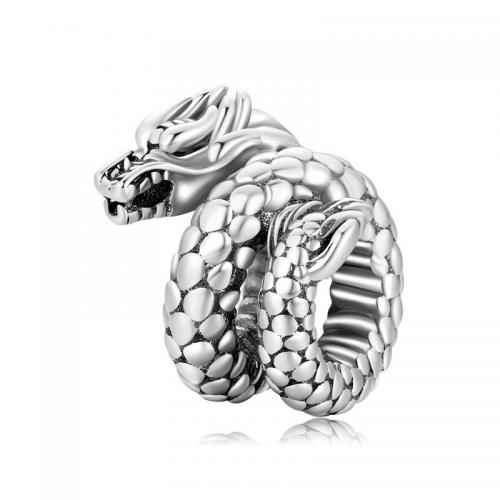 925 Sterling Silver Beads, Dragon, DIY & large hole, nickel, lead & cadmium free, 11x10mm, Hole:Approx 5mm, Sold By PC