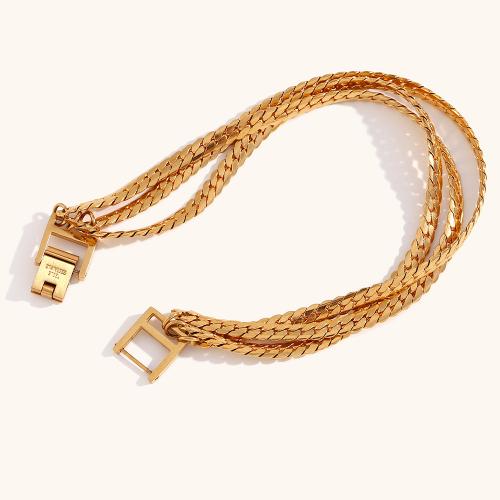 Stainless Steel Jewelry Bracelet 316L Stainless Steel 18K gold plated three layers & fashion jewelry & for woman golden 4.10mm Sold Per Approx 20 cm Strand