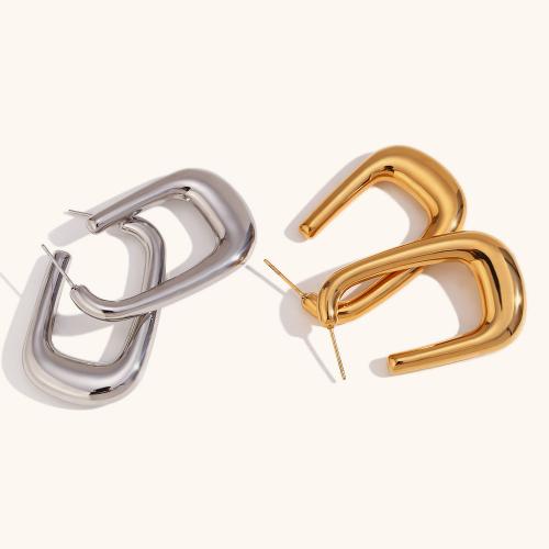 Stainless Steel Stud Earrings, 316L Stainless Steel, Vacuum Ion Plating, fashion jewelry & for woman, more colors for choice, 45.60x27.30mm, Sold By Pair
