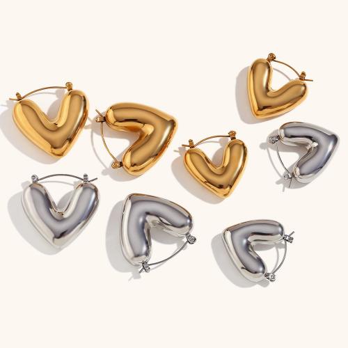 Acier inoxydable Levier Retour Earring, acier inoxydable 316L, coeur, bijoux de mode & pour femme, plus de couleurs à choisir, 29.30x29.80mm, Vendu par paire