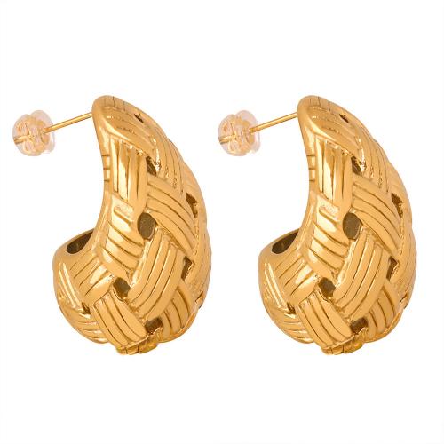 Titanium Steel  Earring, Vacuum Ion Plating, fashion jewelry & for woman, more colors for choice, 31x19mm, Sold By Pair