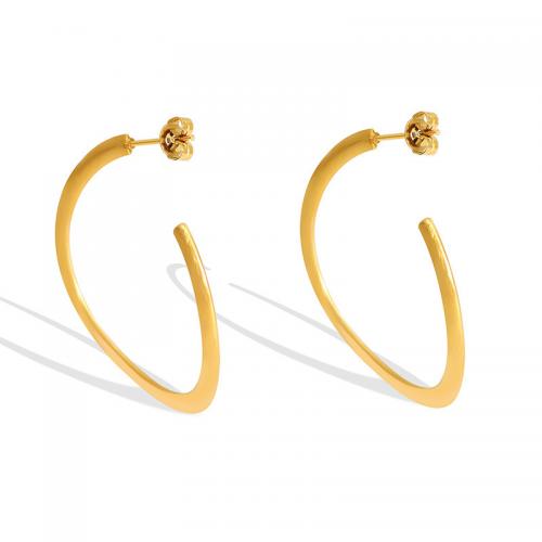 Titanium Steel  Earring, 18K gold plated, fashion jewelry & for woman, golden, 40x3mm, Sold By Pair