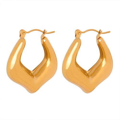 Titanium Steel  Earring, Vacuum Ion Plating, fashion jewelry & for woman, golden, 29x23mm, Sold By Pair