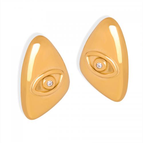 Titanium Steel  Earring with Czech Rhinestone Vacuum Ion Plating fashion jewelry & for woman Sold By Pair