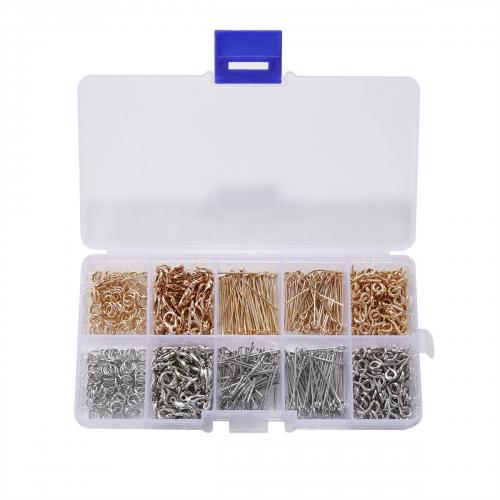 DIY Jewelry Supplies Zinc Alloy with Plastic Box & Iron plated 10 cells mixed colors nickel lead & cadmium free Sold By Box