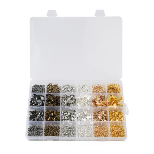 DIY Jewelry Supplies Zinc Alloy with Plastic Box & Iron plated 24 cells mixed colors nickel lead & cadmium free Sold By Box
