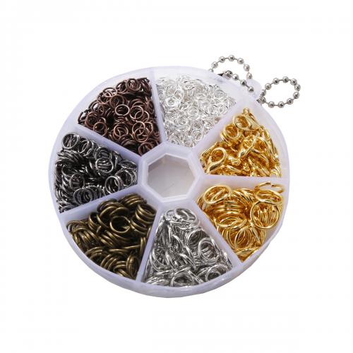 Zinc Alloy Jump Rings with Plastic Box & Iron plated DIY & 7 cells mixed colors nickel lead & cadmium free Approx Sold By Box
