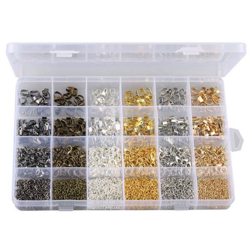 DIY Jewelry Supplies Iron with Plastic Box & Zinc Alloy plated 24 cells mixed colors nickel lead & cadmium free Sold By Box