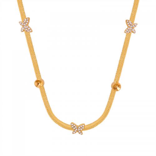 Titanstahl Halskette, mit Verlängerungskettchen von 5cm, 18K vergoldet, Modeschmuck & für Frau & mit Strass, frei von Nickel, Blei & Kadmium, Länge:ca. 40 cm, verkauft von PC