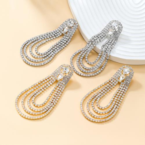 Zinc Alloy Stud Earring Teardrop fashion jewelry & for woman & with rhinestone nickel lead & cadmium free Sold By Pair