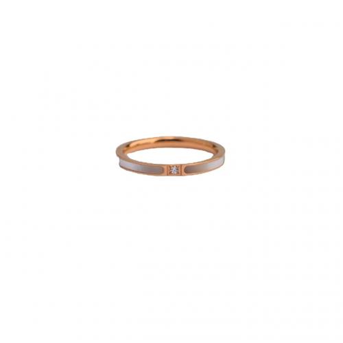Zirkonia Edelstahl-Finger- Ring, 304 Edelstahl, mit Muschel, plattiert, verschiedene Größen vorhanden & Micro pave Zirkonia & für Frau, Roségold, verkauft von PC