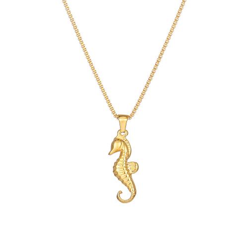 Titanstahl Halskette, mit Verlängerungskettchen von 5CM, Seepferd, plattiert, für Frau, keine, Länge:ca. 45 cm, verkauft von PC
