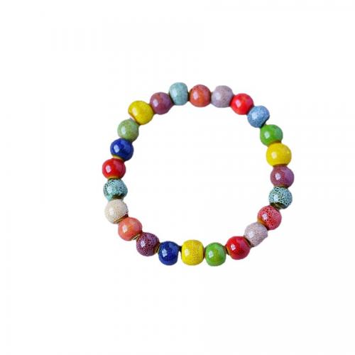 Porcelain Bracelet with Elastic Thread Unisex multi-colored Length Approx 14-20 cm Sold By Lot