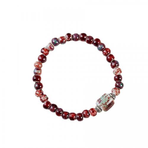 Tibetan Style Bracelet, with Porcelain & Elastic Thread & Wood, plated, Unisex & different styles for choice, more colors for choice, Length:Approx 14-20 cm, 10PCs/Lot, Sold By Lot