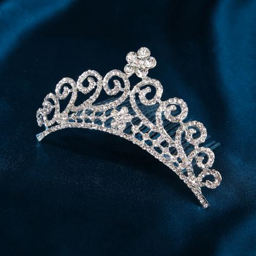 Bridal Tiaras Zinc Alloy fashion jewelry & for woman & with rhinestone silver color nickel lead & cadmium free Sold By PC
