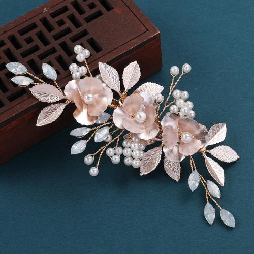 Alligator Hair Clip Iron with brass wire & Crystal & Plastic Pearl & Zinc Alloy fashion jewelry & for woman golden nickel lead & cadmium free Sold By PC