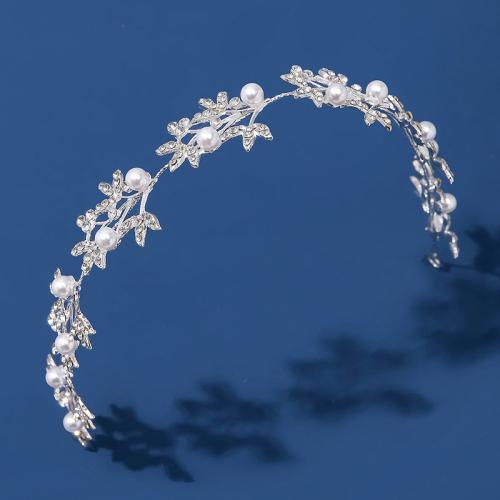 Stirnband, Zinklegierung, mit Kunststoff Perlen, Modeschmuck & für Frau & mit Strass, Silberfarbe, frei von Nickel, Blei & Kadmium, 360x60x15mm, verkauft von PC