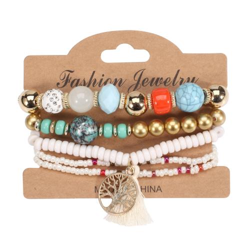 Crystal Bracelets Zinc Alloy with Crystal & Acrylic 5 pieces & fashion jewelry & for woman nickel lead & cadmium free Length Approx 17 cm Sold By Set