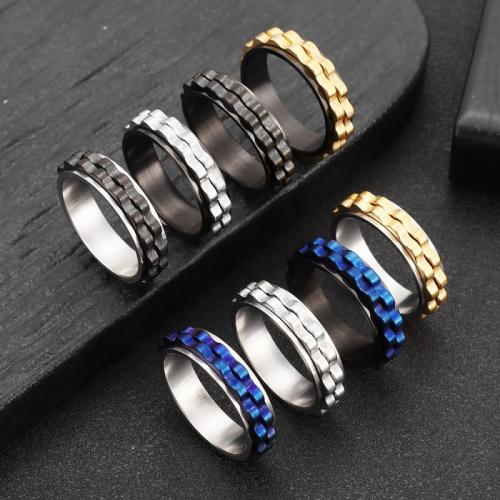 Stainless Steel Finger Ring, 304 Stainless Steel, fashion jewelry & rotatable & Unisex & different size for choice, more colors for choice, nickel, lead & cadmium free, Width 6mm,Thickness 2.2mm, Sold By PC