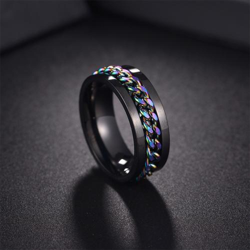 Stainless Steel Finger Ring 304 Stainless Steel fashion jewelry & rotatable & Unisex  nickel lead & cadmium free Width 8mm Thickness 2mm Sold By PC