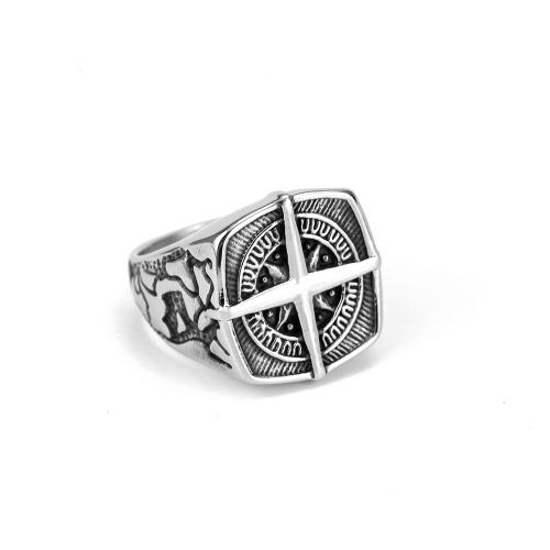 Titanium Steel Finger Ring, Compass, polished, different size for choice & for man & blacken, US Ring Size:7-13, Sold By PC