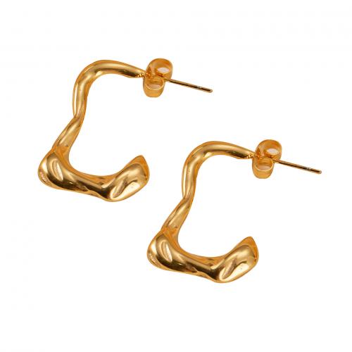 Titanium Steel Stud Earring 18K gold plated & for woman Sold By Pair