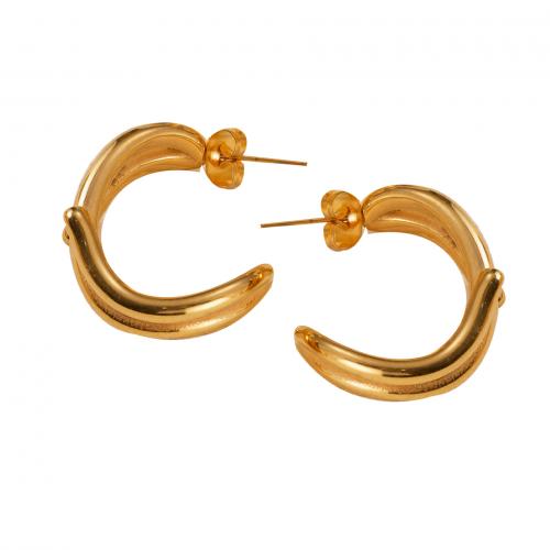 304 rustfrit stål Stud Earring, guldfarve belagt, forskellige stilarter for valg & for kvinde, 30mm, Solgt af par