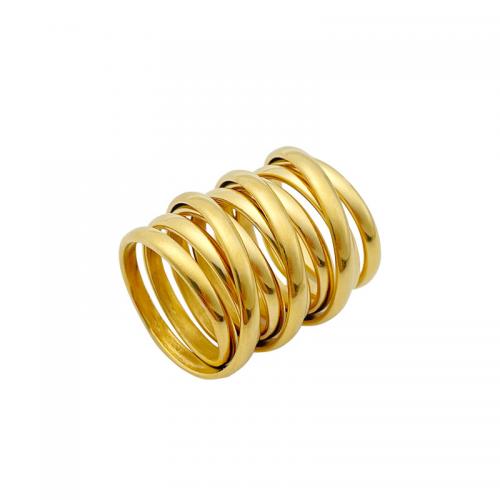 304 Stainless Steel Finger Ring gold color plated & for woman & hollow US Ring Sold By PC