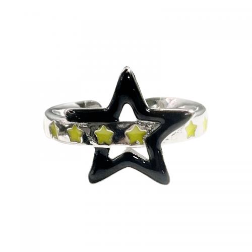 Brass Cuff Finger Ring plated & micro pave cubic zirconia & for woman & enamel US Ring Sold By PC
