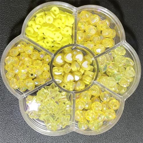 Acrylic Jewelry Beads, with Plastic Box, stoving varnish, DIY, more colors for choice, Length about 6-8mm, Approx 500PCs/Box, Sold By Box