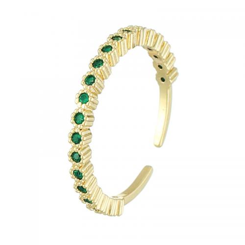 Krychlový Circonia Micro vydláždit mosazný prsten, Mosaz, 18K pozlacené, módní šperky & micro vydláždit kubické zirkony & pro ženy, nikl, olovo a kadmium zdarma, Velikost:7, Prodáno By PC