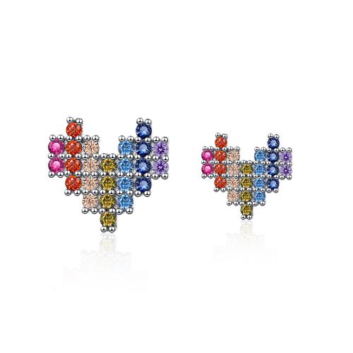 Cubic Zirconia Micro Pave Brass Earring, Heart, fashion jewelry & micro pave cubic zirconia & for woman, nickel, lead & cadmium free, Sold By Pair