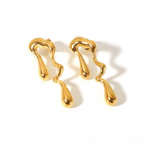 Edelstahl Ohrringe, 304 Edelstahl, 18K vergoldet, Modeschmuck & für Frau, goldfarben, 38.80x12.70mm, verkauft von Paar