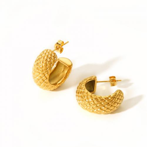 Stainless Steel Stud Earrings, 304 Stainless Steel, Vacuum Ion Plating, fashion jewelry & for woman, golden, Sold By Pair